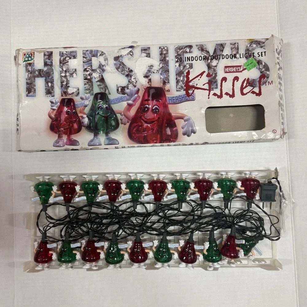 HERSHEY'S CHRISTMAS KISSES Vintage 20‎ Light Set & Fuse Red Green Tested Works